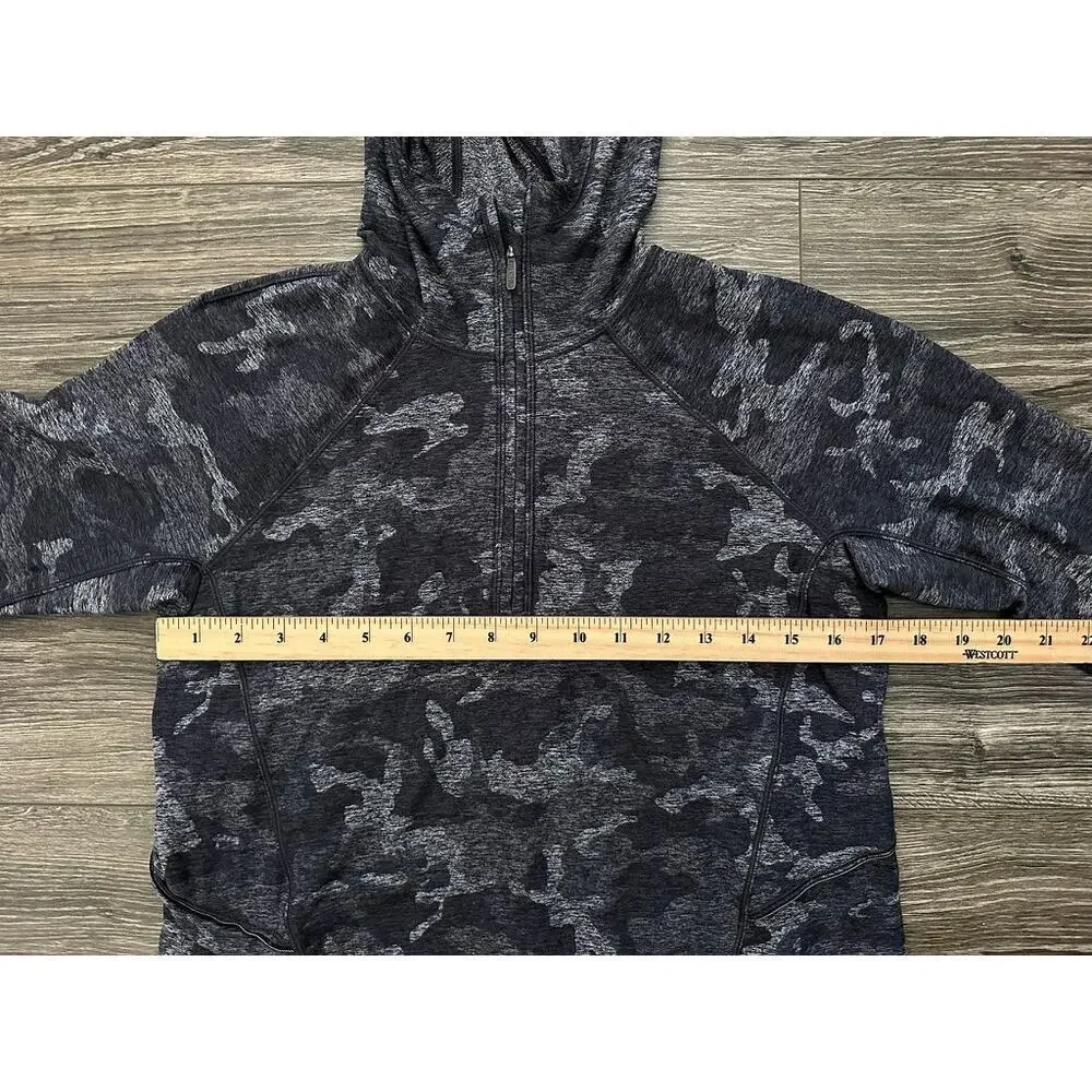 Lululemon Warm Stabilizer 1/2 Zip Hoodie Incognito Camo HTR Black size 6
